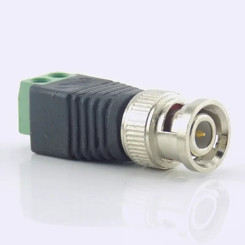 ESCAM 2x Coax CAT5 BNC Male Connector Plug DC Adapter Balun Connector for CCTV Camera Security System Surveillance Accessories Qme