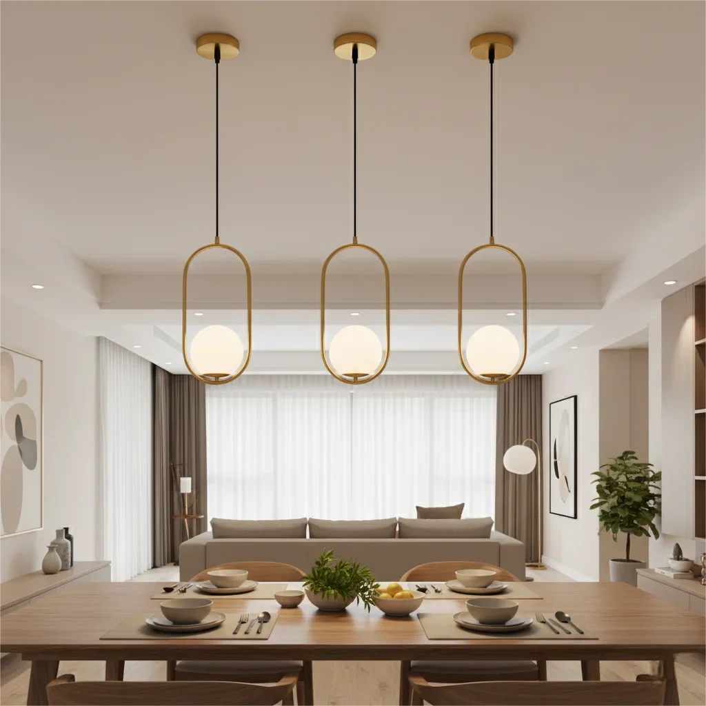 Modern LED Pendant Light Iron Golden Metal Cage Hanging Lamp Ceiling Living Room Restaurant Shop Bar Chandelier Decoration Qme