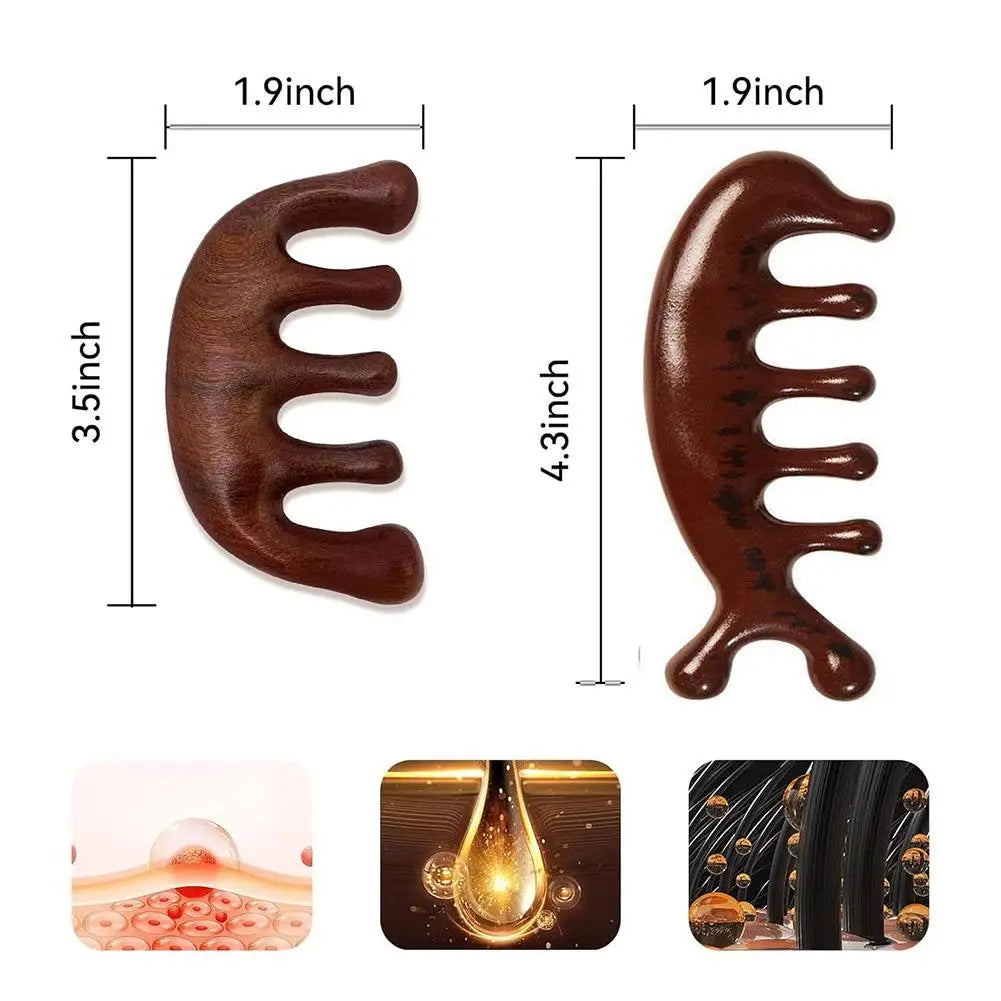 Natural Sandalwood Deer Antler Five Paws Massage Comb Meridians Dredging Scalp Facial Massage Comb Gifts For Family And Friends Qme