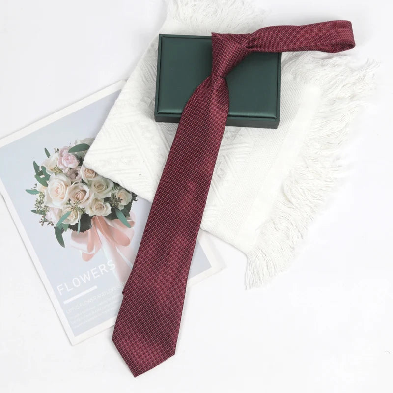 Men's Luxury Burgundy Jacquard Ties Mens Necktie Paisley Groom Neck Qme