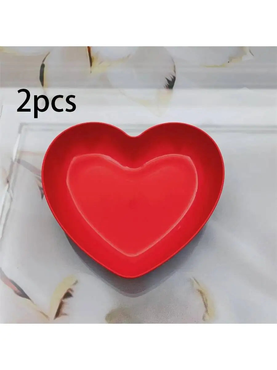 1 5 10 Plastic Heart Shaped Dinner Plate Red Pink Themed Fruit Snacks Qme Red 2pcs 6 Inches