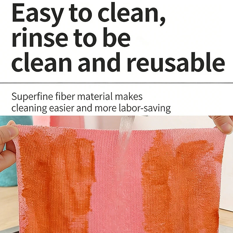 Removable Dishcloth 25x25cm Reusable Microfiber Kitchen Towels Absorbent Qme