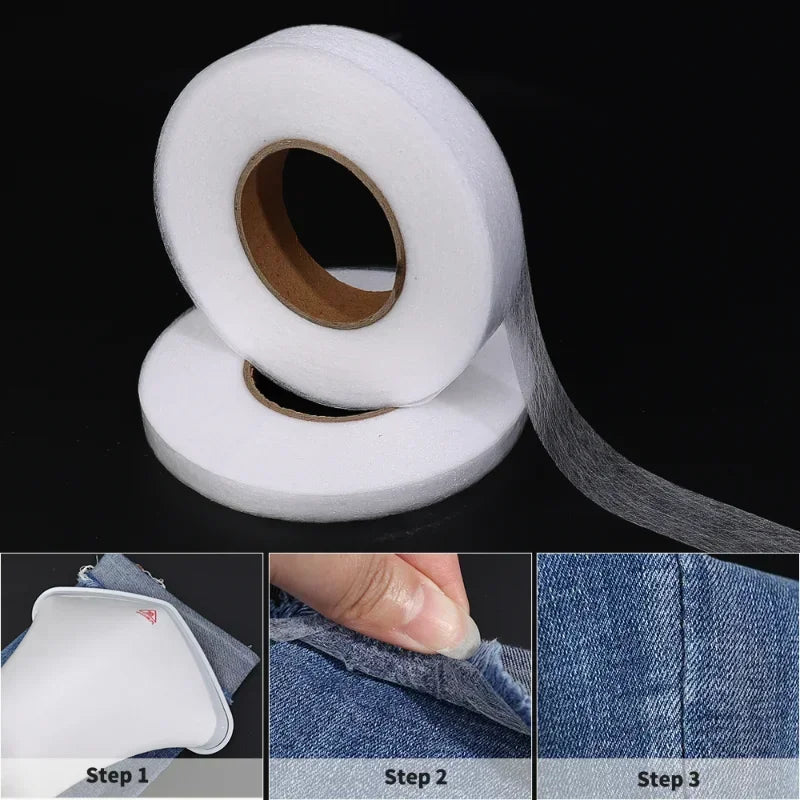 60M Self-adhesive Pants Hem Tape Edge Shorten Paste Iron DIY Clothes Qme
