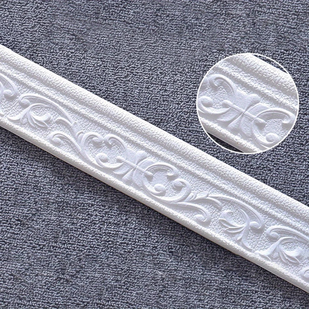 3D Self-adhesive Foam Wall Trim Strip Door Frame Edge Corner Accent Qme White