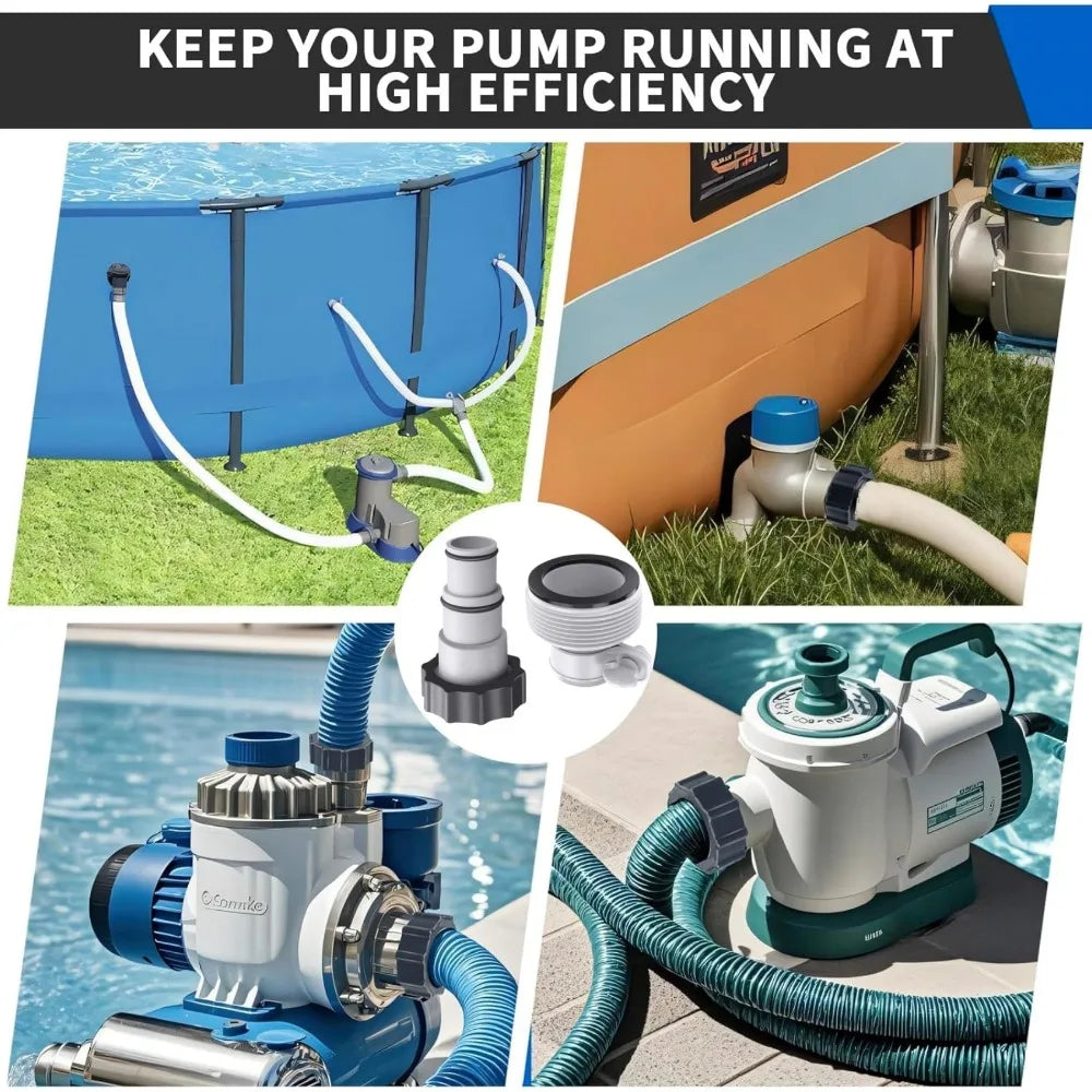 2Pcs Swimming Pool Pipe Hose Adapter Intex Threaded Connection Pump Replacement Hose Adapter Pool Pump Part with Plunger Valve Qme