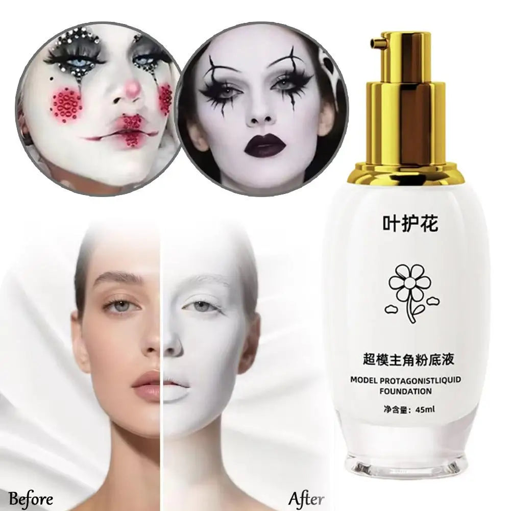 Pure White Liquid Foundation Goth Cream Concealer Cosplay Clown Qme