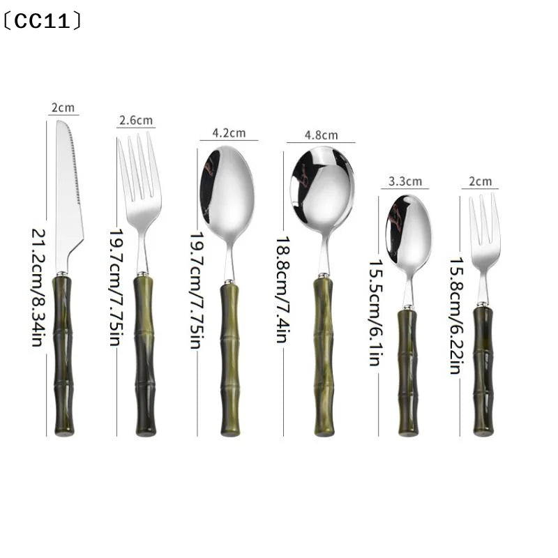 Bamboo Handle Acrylic 304 Stainless Steel Cutlery Tableware Knife Qme