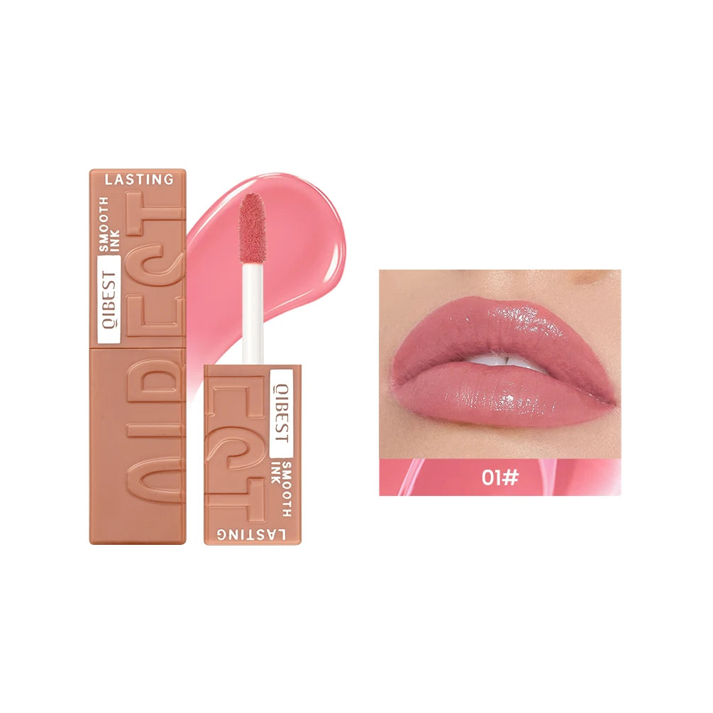QIBEST Watery Gloss Lip Glaze Moisturizing Long Lasting Sexy Red Liquid Lipstick Mirror Glossy Lip Gloss Tint Cosmetic For Women Qme 01