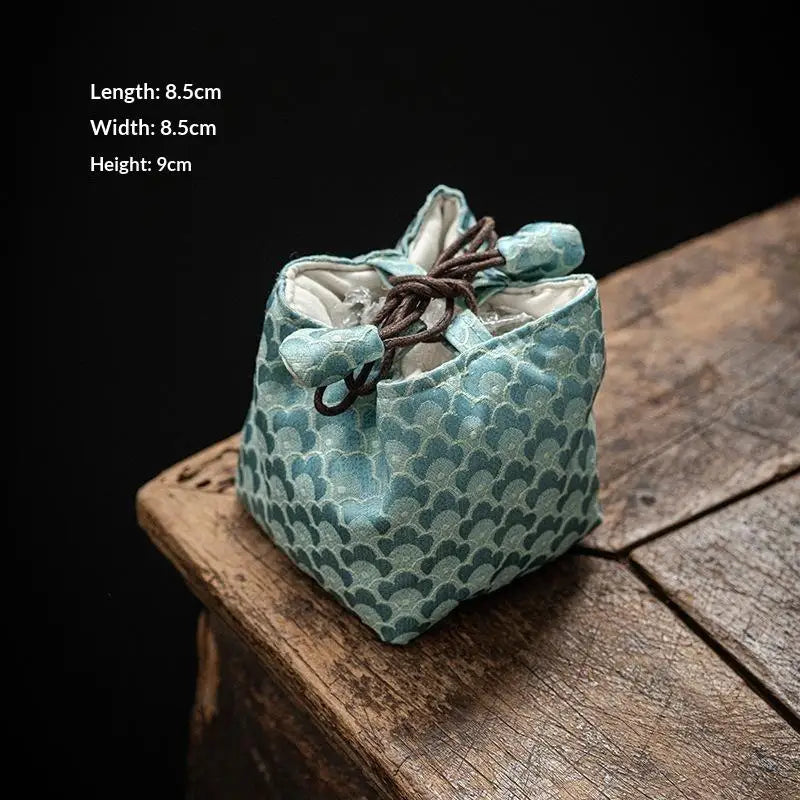 Chinese Style Tea Set Storage Bag Thickened Multi-functional Teapot Cloth Pouch Vintage Embroidered Candy Storage Bag Qme A4