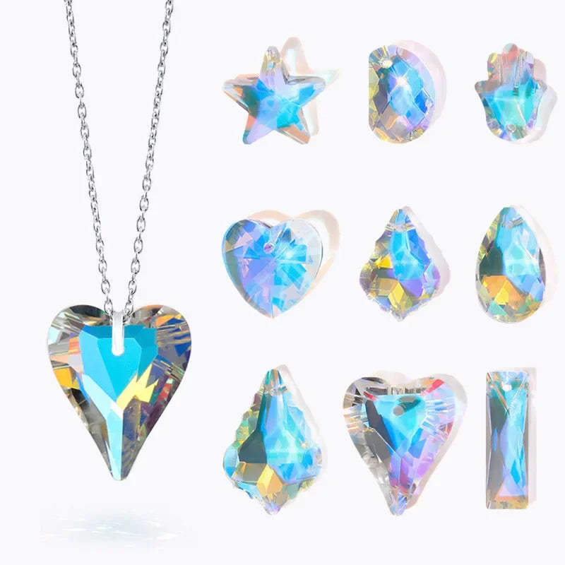 AB Color Crystal Pendants Shiny Charms Loose Beads for Necklace Bracelet Earring DIY Crafting Jewelry Accessory Making Supplies Qme