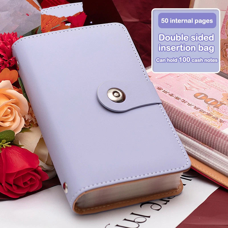 Banknote Storage Book Made Of PU Material, Can Hold 100 Banknotes, With Banknote Photos, Stamps, Bank Card Storage Book Qme F