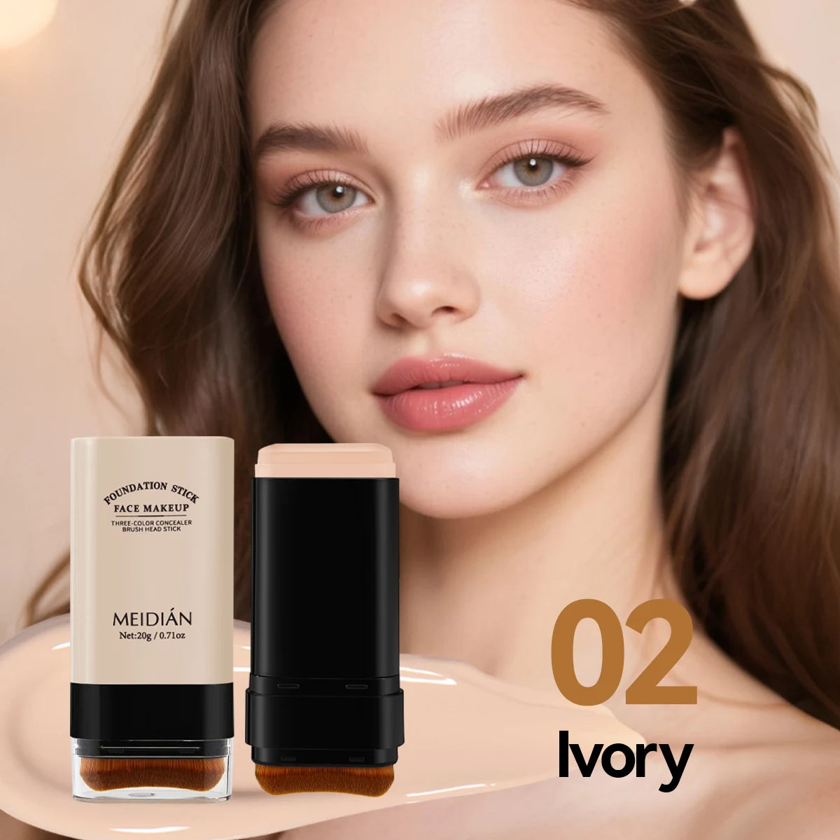 Foundation Make-up Stick Light Thin Moisturizing Delicate Qme 02 lvory