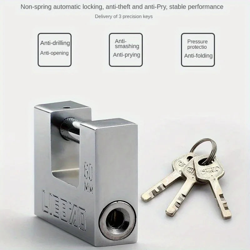 Heavy Duty Cross-Beam Padlock, Anti-Theft Steel Lock with 3 Keys, for Home & Outdoor Security Qme
