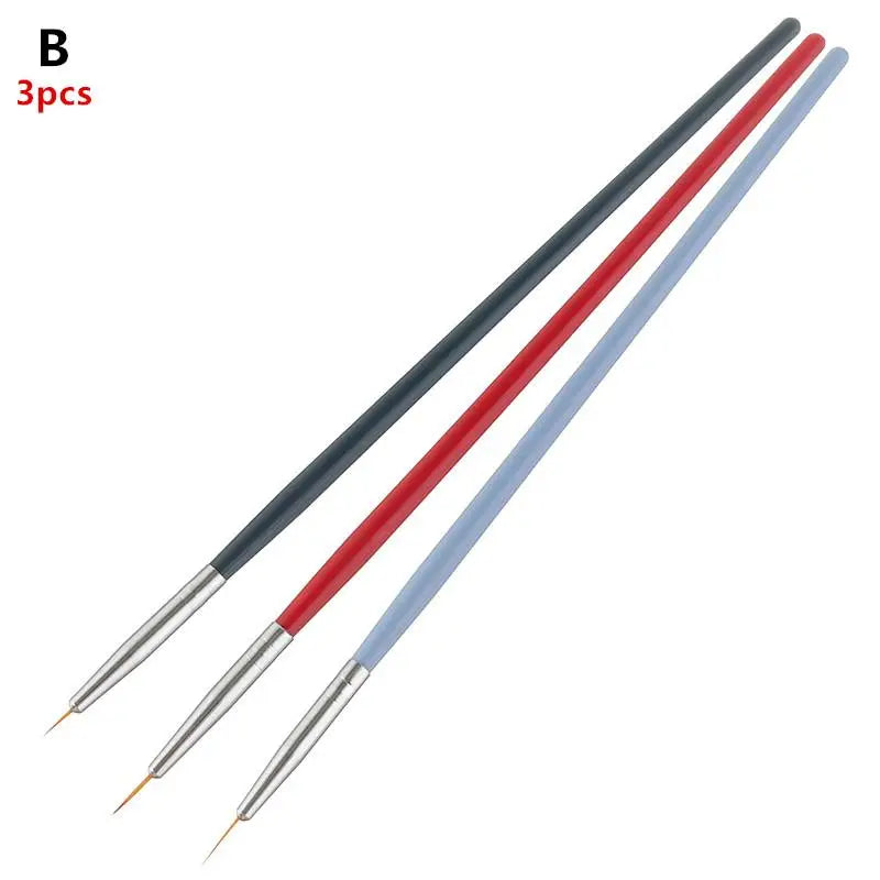 Precision Nail Art Liner Brushes Fine Detailing Tools UV Gel Polish Qme B