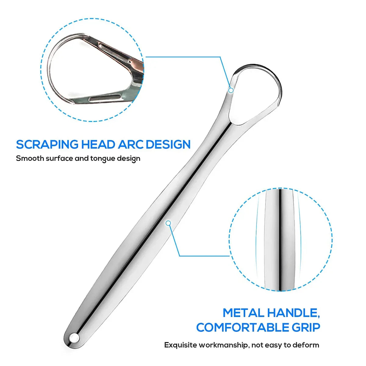 Premium Metal Tongue Scraper Cleaner Adults Kids Portable Stainless Qme