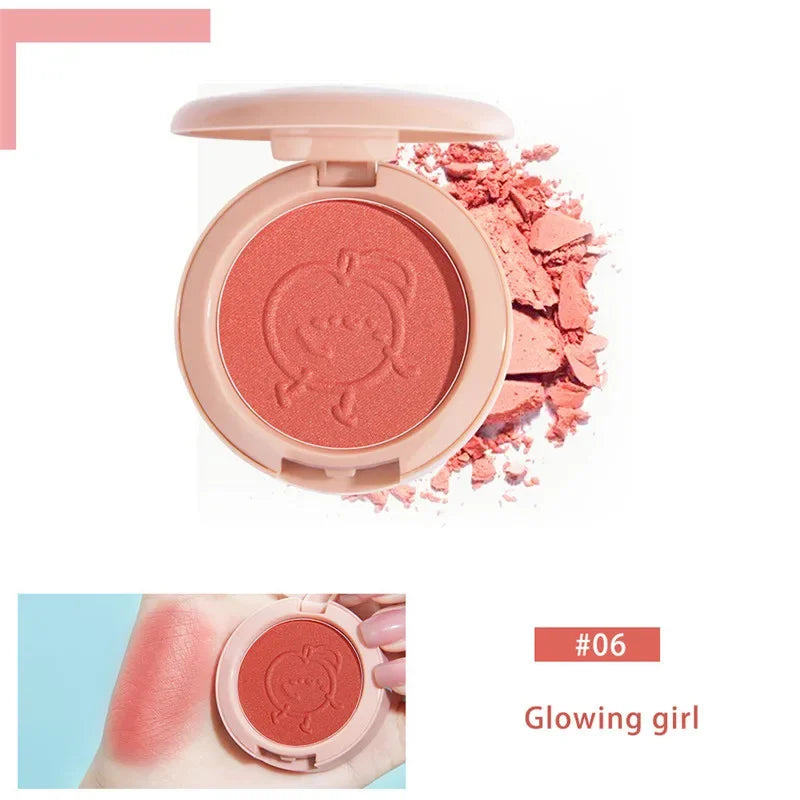 New 6 Colors Blush Makeup Palette Mineral Powder Red Rouge Lasting Natural Cream Cheek Tint Orange Peach Pink Blush Cosmetic Qme 06