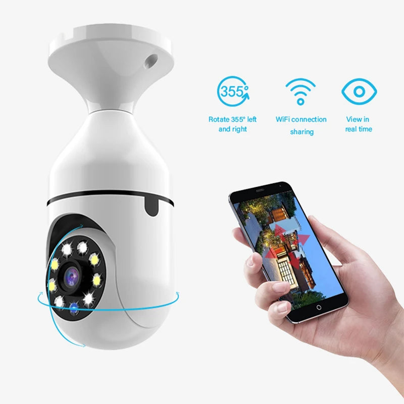 Bulb Surveillance Camera Full Night Vision Automatic Human Tracking Qme
