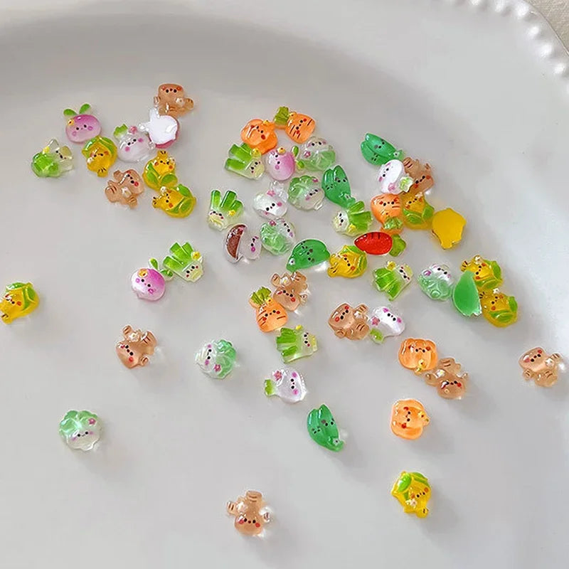 Ice-transparent Vegetable Nail Art Accessories Cute Mini Charms Qme