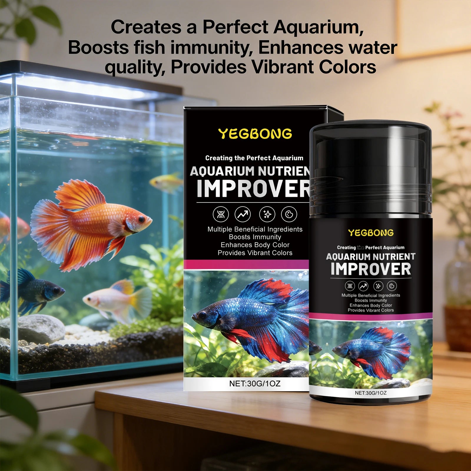 Aquarium Nutrient Improver Promoting Growth Supplement Natural Pigment Enhancing Color Boost Lmmunity Ornamental Fish Care Agent Qme