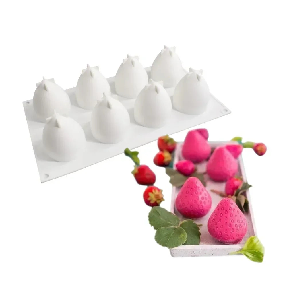 Silicone Cake Moulds Fruits Mousse Cake Molds Orange Apple Pear Mango Strawberry Pinecone Shape Mould Dessert Decorating Tools Qme Strawberry