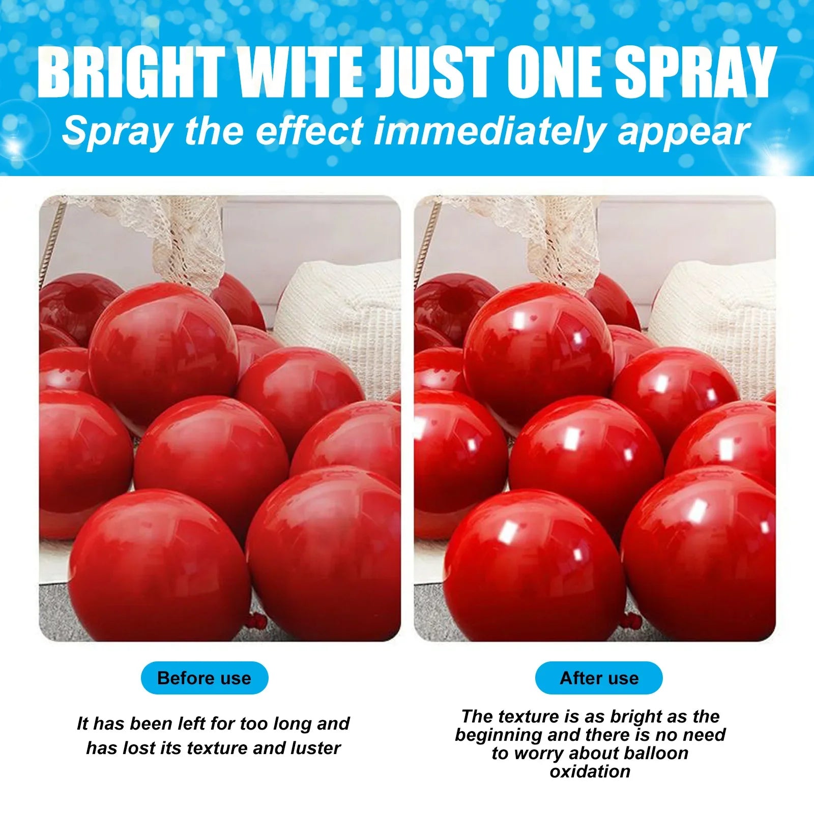 Shiny Glow Balloon Spray Balloon Brightener Fading Resistant Lasting Shine Polish Maintenance Party Enhance Balloon Precise Mist Qme