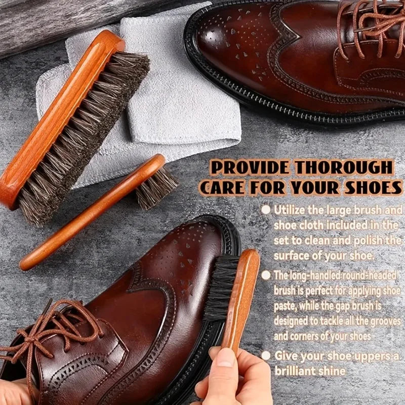 Horsehair Shine Shoes Brush Polish Dauber Applicators Cleaning Qme