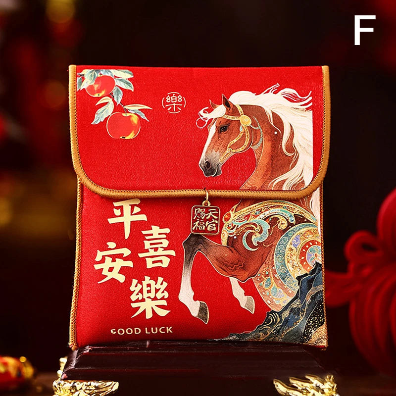 2026 Year Horse Fabric Red Envelope Traditional Lucky Money Bag Qme F