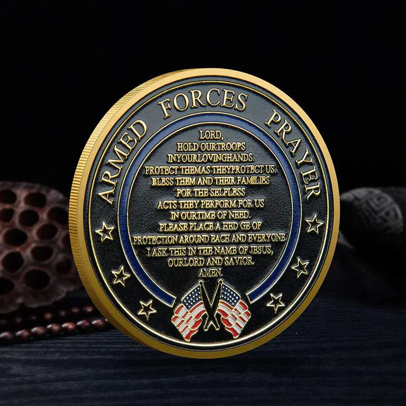 Golden Plated Heros Valor Prayer Courage US Space Force Challenge Qme
