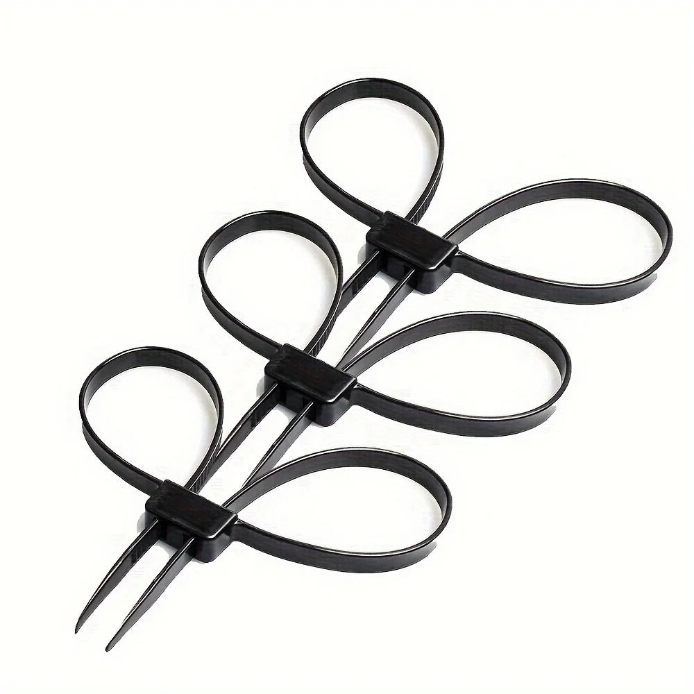 Durable Black Nylon Zipper Tie Handcuffs - UV, Anti-Slip Design for Secure Item Fastening in Various Applications Qme