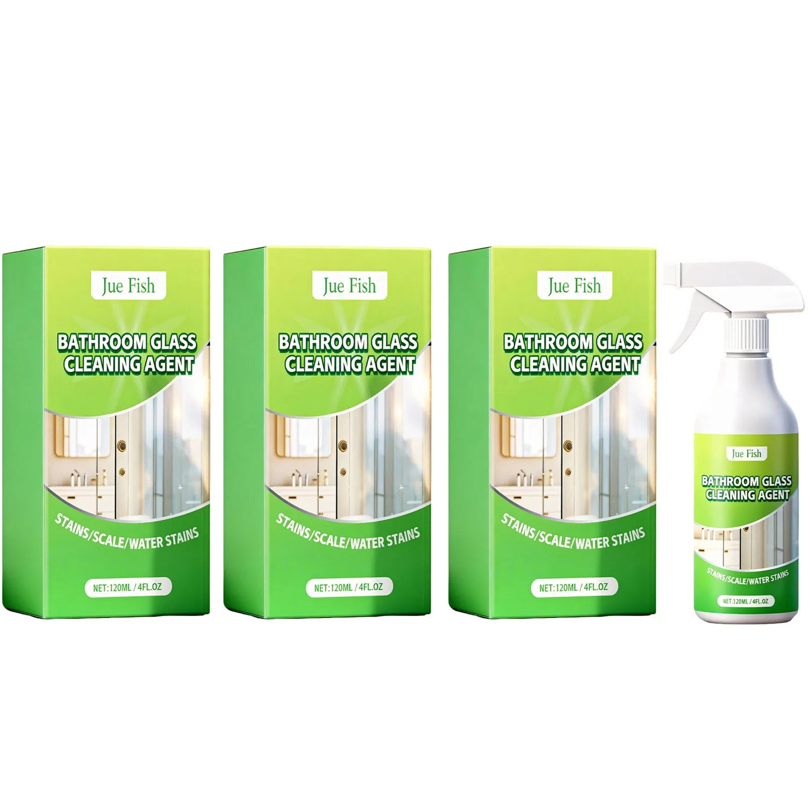 Bathroom Cleaning Spray Eliminate Hard Water Spots & Soap Scum Restore Glass Luster Fast-Acting Multi-surface Limescale Remover Qme 3 x 120ML Boxed