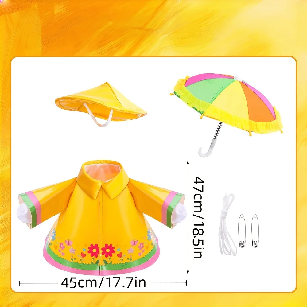 3 Pcs/Set Raincoat Porch Goose Outfits Summer Lawn Goose Statue Raincoat Costume Yard Goose Clothes Raincoats Umbrella Hat Qme