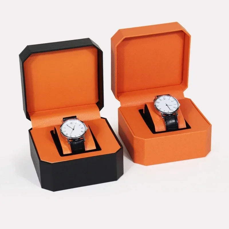 Portable Watch Box PU Leather Watch Case Organizer Storage Holder for Men Women Bracelet Vintage Jewelry Box with Leather Pillow Qme