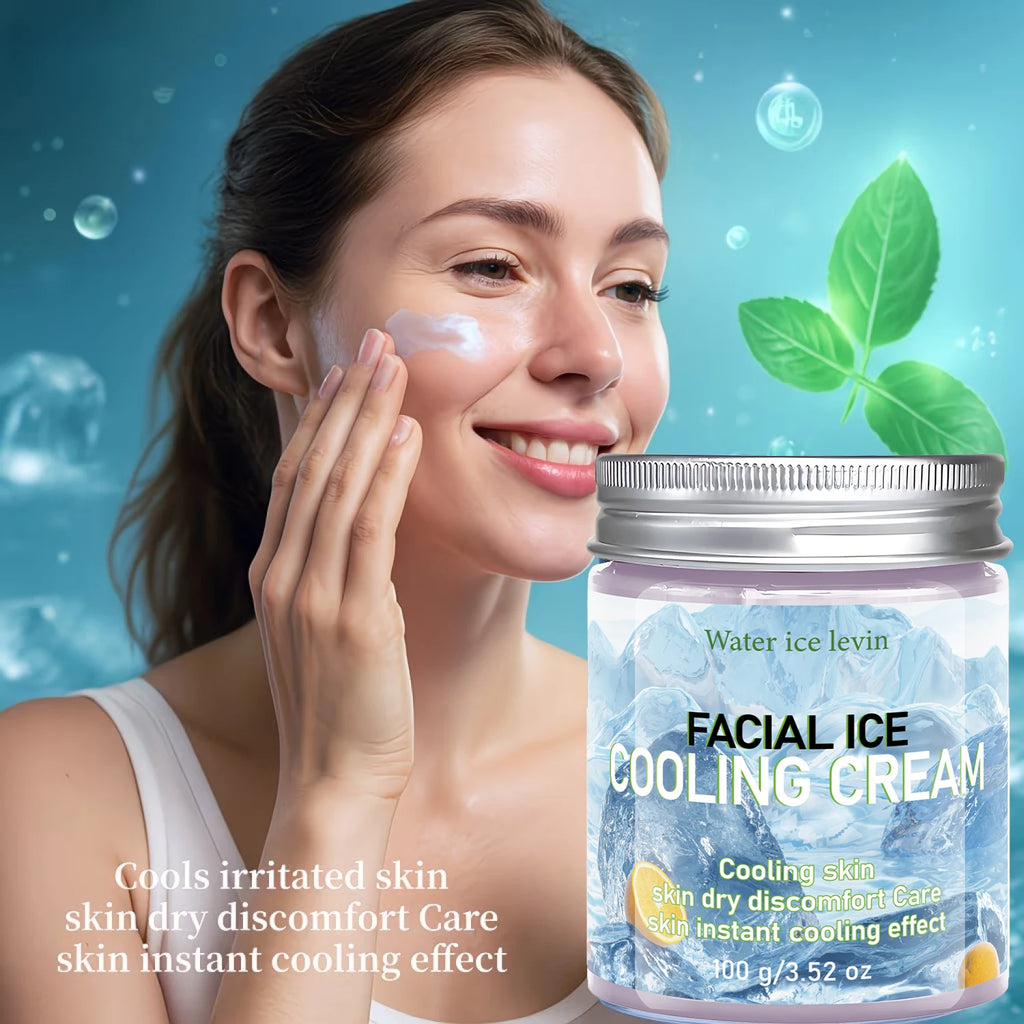 Natural Gentle Facial Ice Cooling Cream with Collagen, Refreshing Dry Skin Daily Care Qme