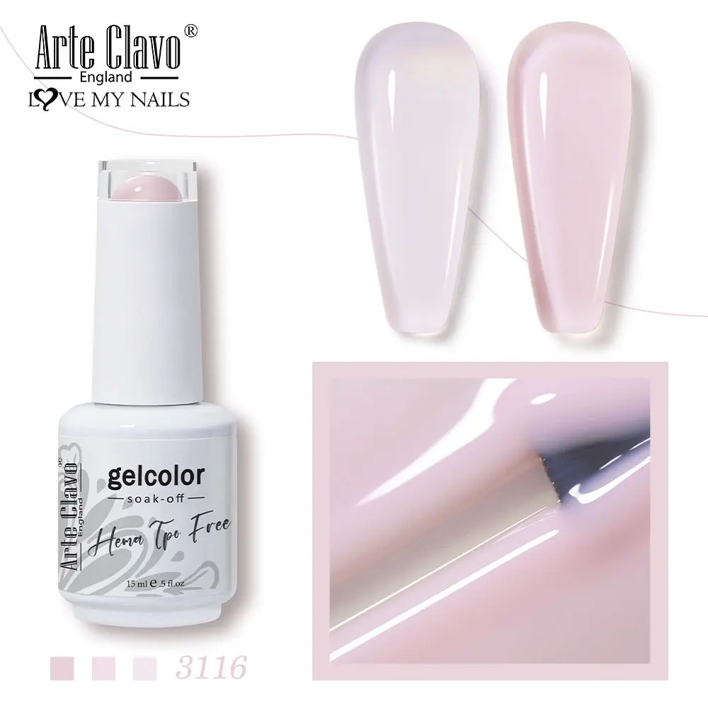 Arte Clavo Jelly Series Semi-transparent Light Pink Peach Gel Nail