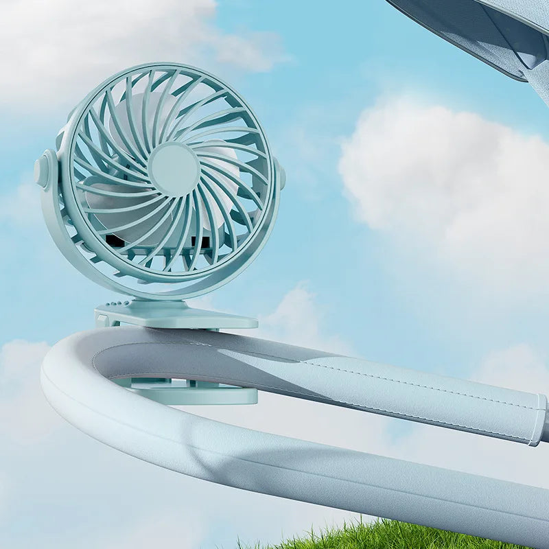 USB Rechargeable Clip Fan Mini Portable Stroller Fan for Baby Crib Office Dorm Outdoor Trip Desktop Cooling Qme blue USB Type-C