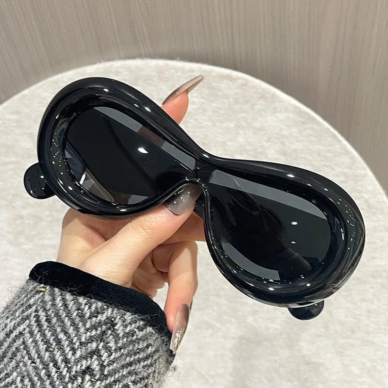 New Oval Sunglasses for Men Women Fashion Retro Brand Design Shades Eyewear Female Candy Color Goggle Sun Glasses Qme BK