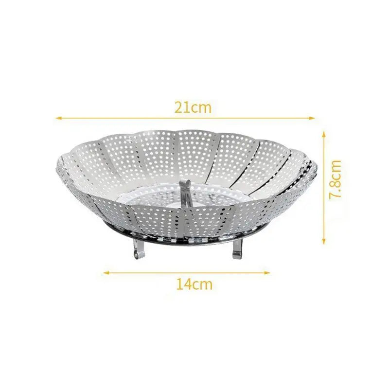 Folding Stainless Food Steamer Vegetable Fruit Basket Mesh Rack Qme A1