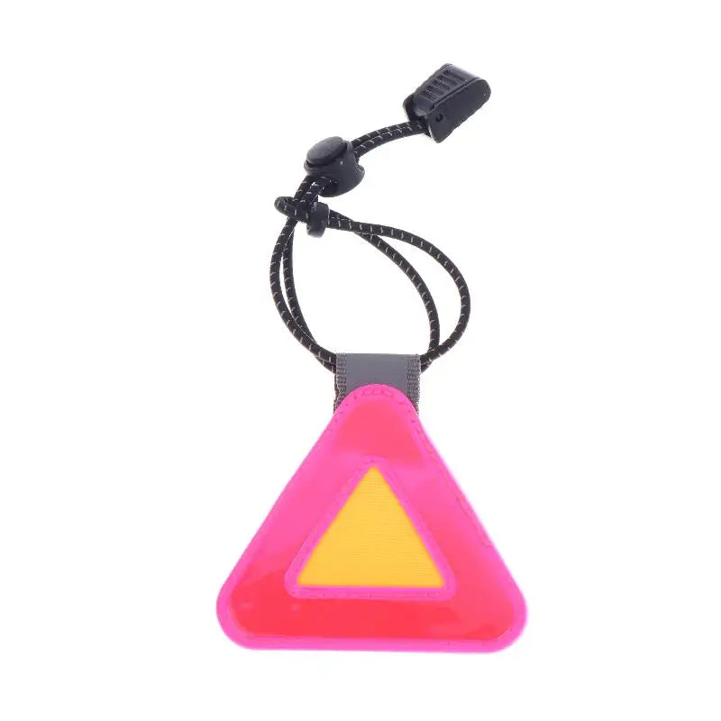 Bike Triangle Reflective Signs Safety Warning Pendant Night Riding Qme Pink