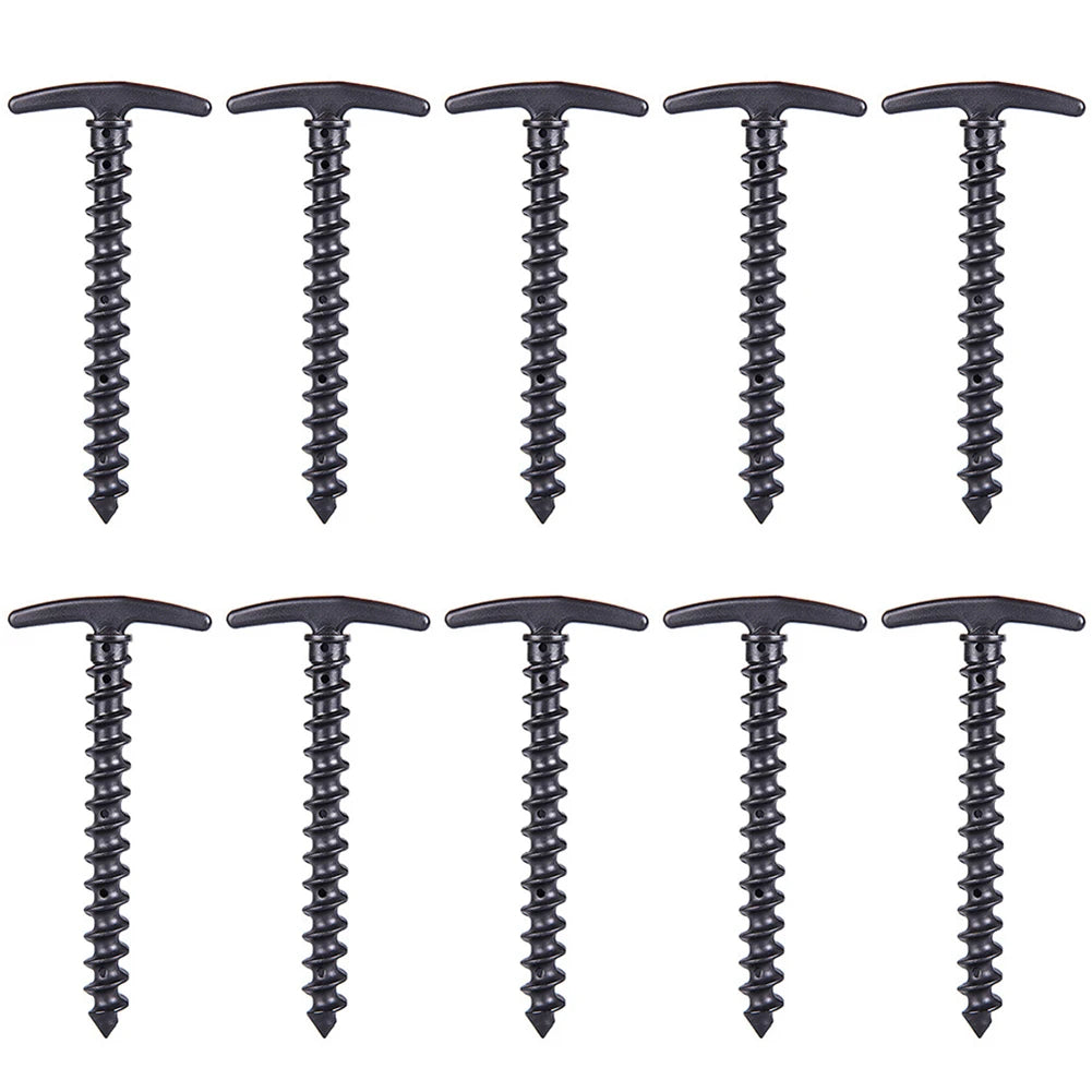 10pcs/pack Outdoor Tent Ground Nails Set Stakes Pegging Ground Nails Peg Screw Anchor Windproof For Outdoor Camper Accessories Qme 10PCS