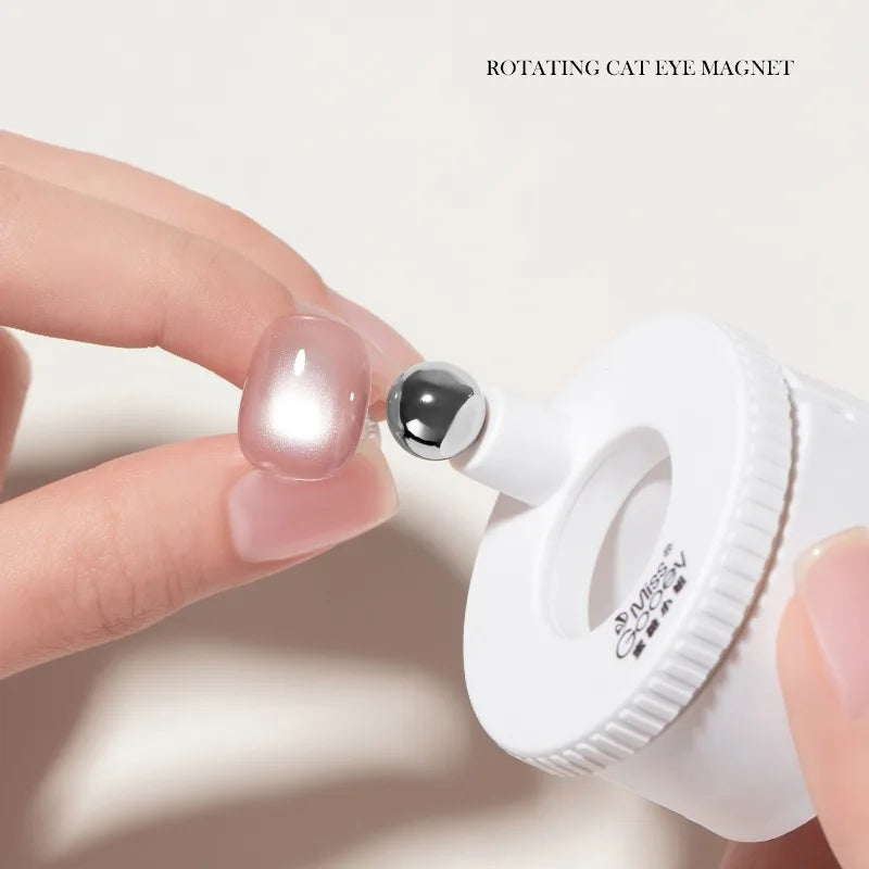 Auto Rotate Cat Eye Magnet, Professional Nail Art Tool for 3D Glass Bead Effect, Strong Magnetic Wand Easy for Beginner DIY Nail Qme