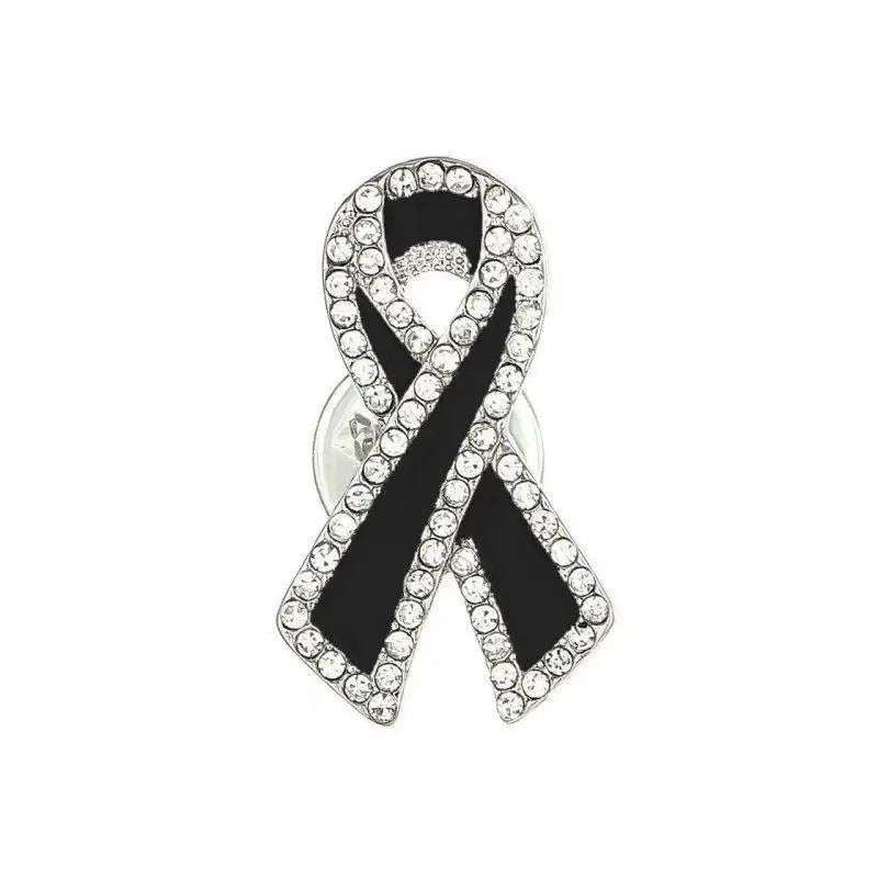 1/3/5Pcs Black Rhinestones Ribbon Brooch Funerals Memorial Pin For Woman Men Suit Dress Shirt Accessories Mourning Badge Qme A1