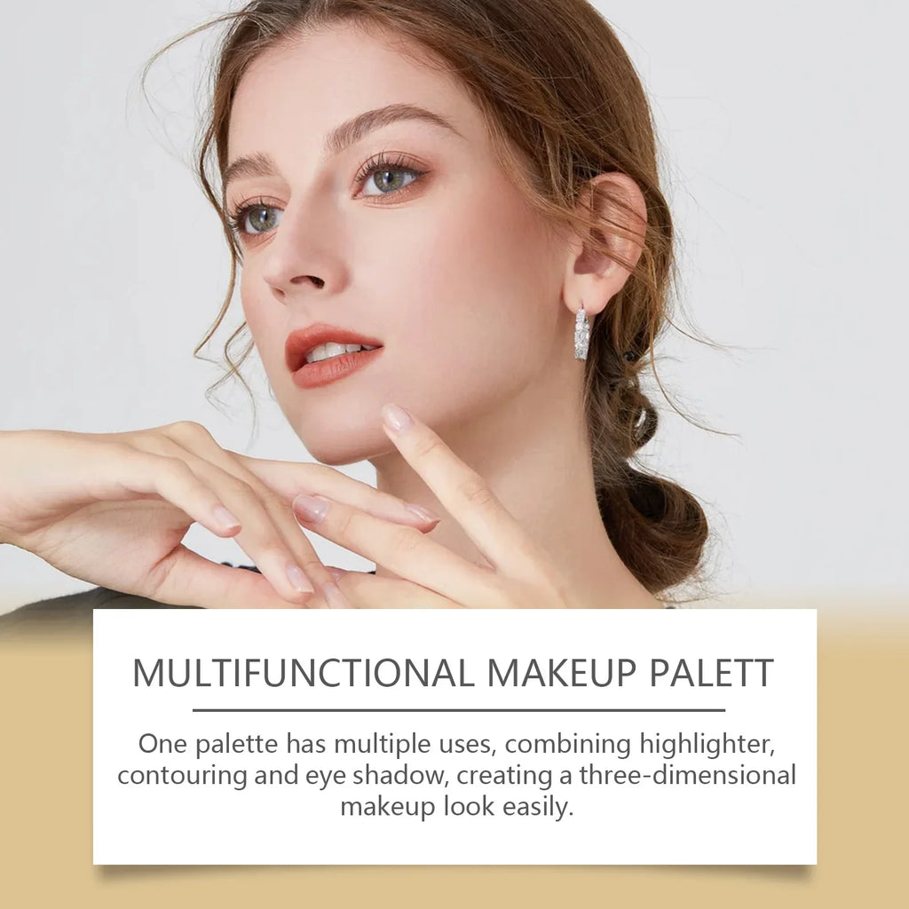 Multicolor Baked Powder Makeup Set Waterproof Brightening Setting Concealing Smudge Proof with 3 Pcs Brushes Valentine's Day Gif Qme