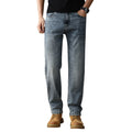 Summer new men's lyocell straight-leg casual versatile thin stretch fashion jeans Qme Light blue 31