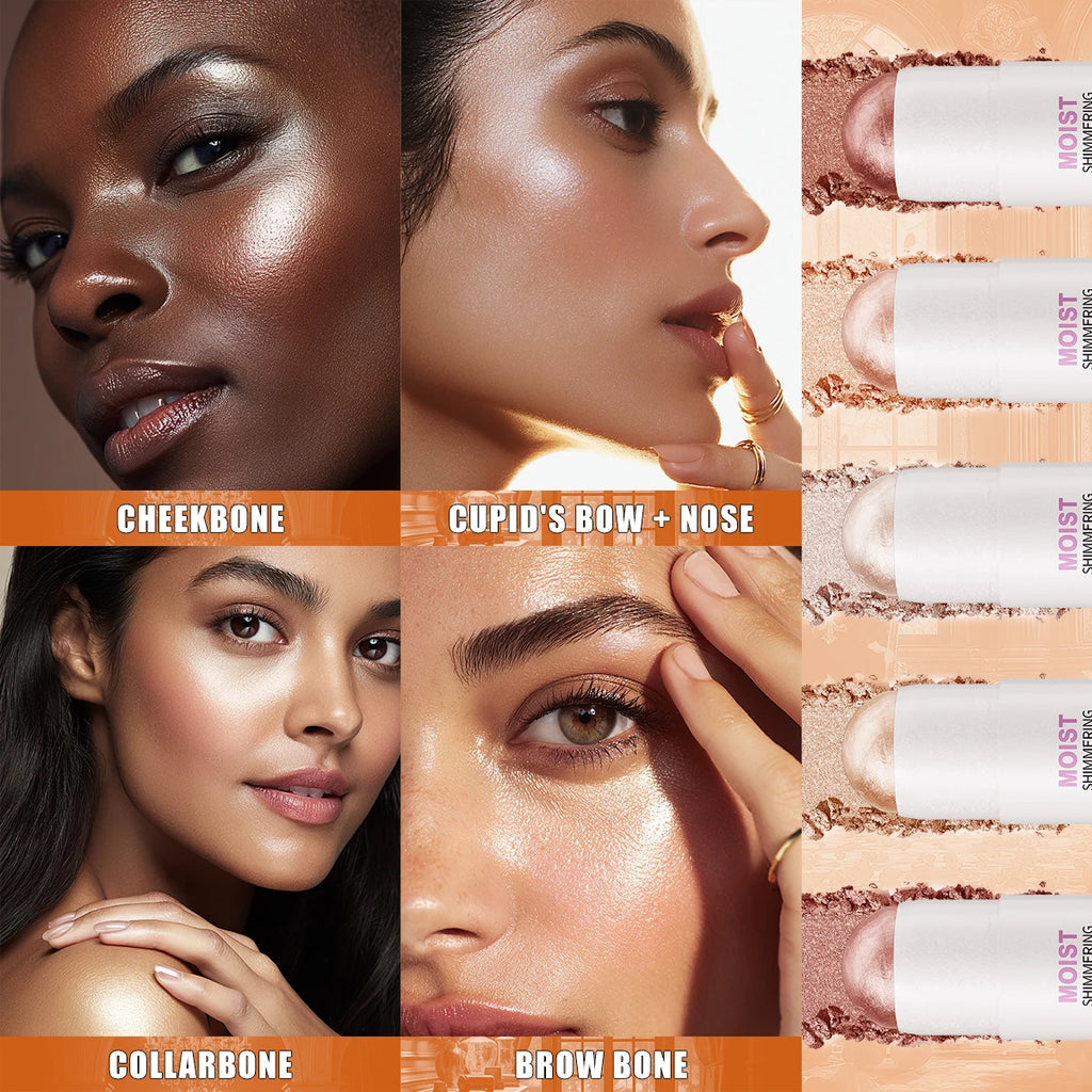 5 Colors Water Light High Gloss Stick Bronzer Shimmer Highlighter Blush Waterproof Face Contour Brighten Stereo Facial Makeup Qme