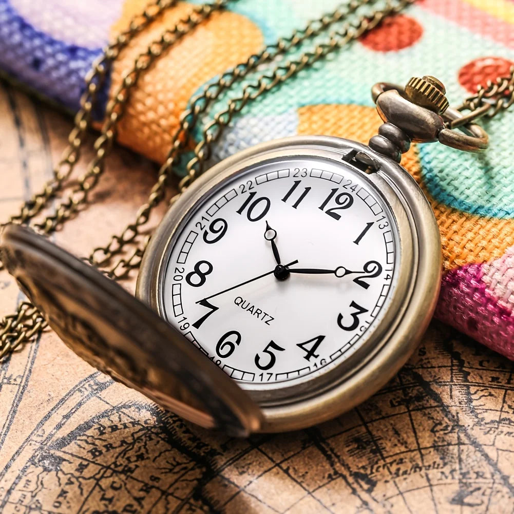 1pc Antique Bronze American Pocket Watch Pendant - Unique Collectible Timepiece with Vintage Charm Qme