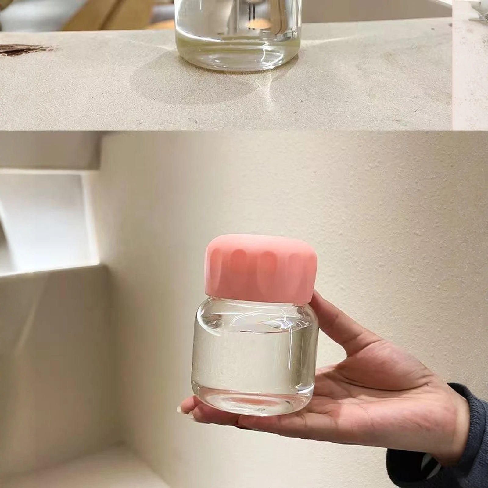 Small Plastic Cute Leak-proof Water Cup Soy Milk Coffee Mug Breakfast Cup Glass Water Bottle Outdoor Picnic Sports Protable Cup Qme Pink