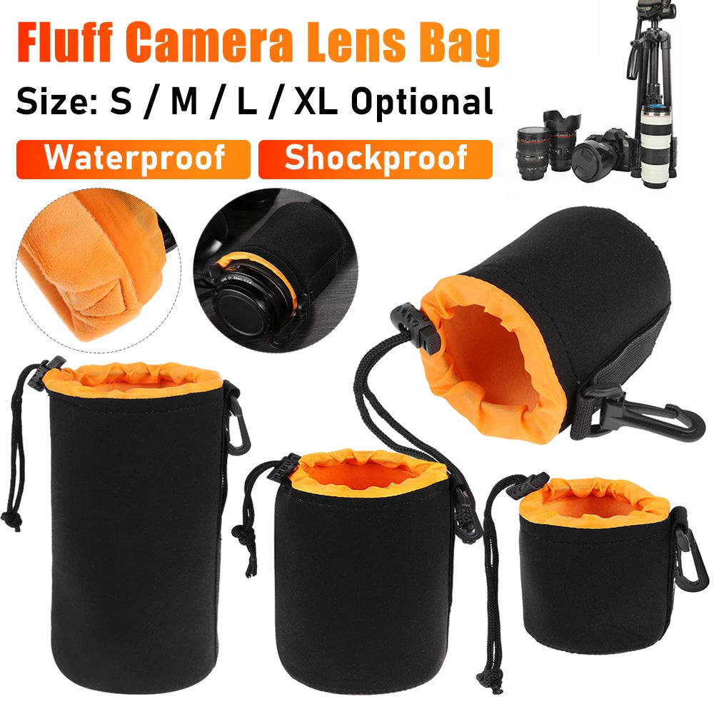 Camera Lens Case Water Resistant Lens Pouch for Digital SLR Camera Lens Bag Drawstring Protector Case Qme