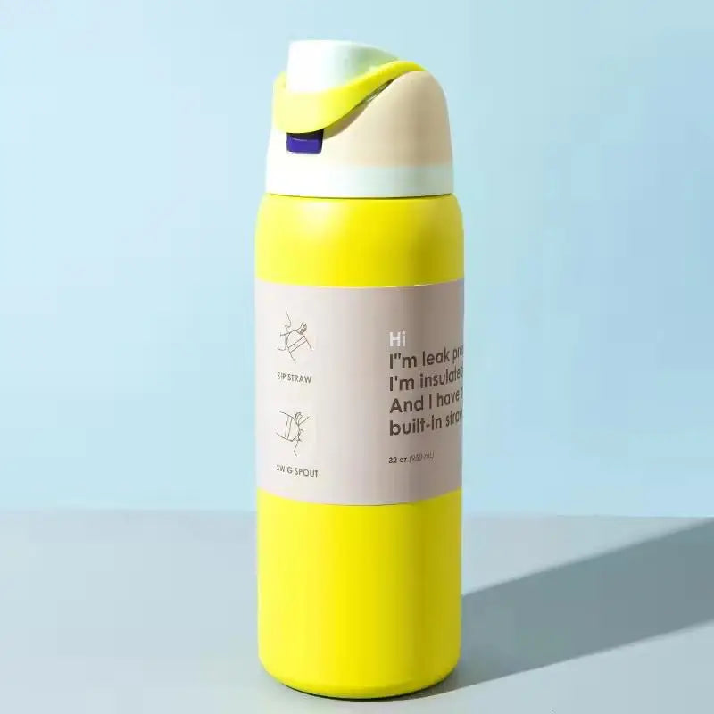 Vacuum Flasks & Thermoses Water Bottle Drinkware Thermo Tumbler Stainless Steel Thermal Mug Cold Hot Coffee Qme Yellow 24oz