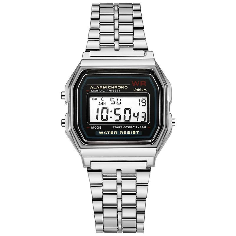 1pcs Luxury Rose Gold Women Watches Electronic Digital Display Retro Style Clock Men's Relogio Masculin Reloj Hombre homme Qme Silver