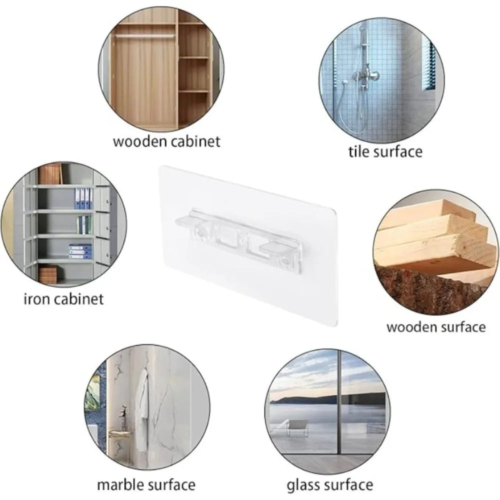Adhesive Shelf Bracket No Drill Clear Plastic Shelf Support For Wardrobe Cabinet Qme